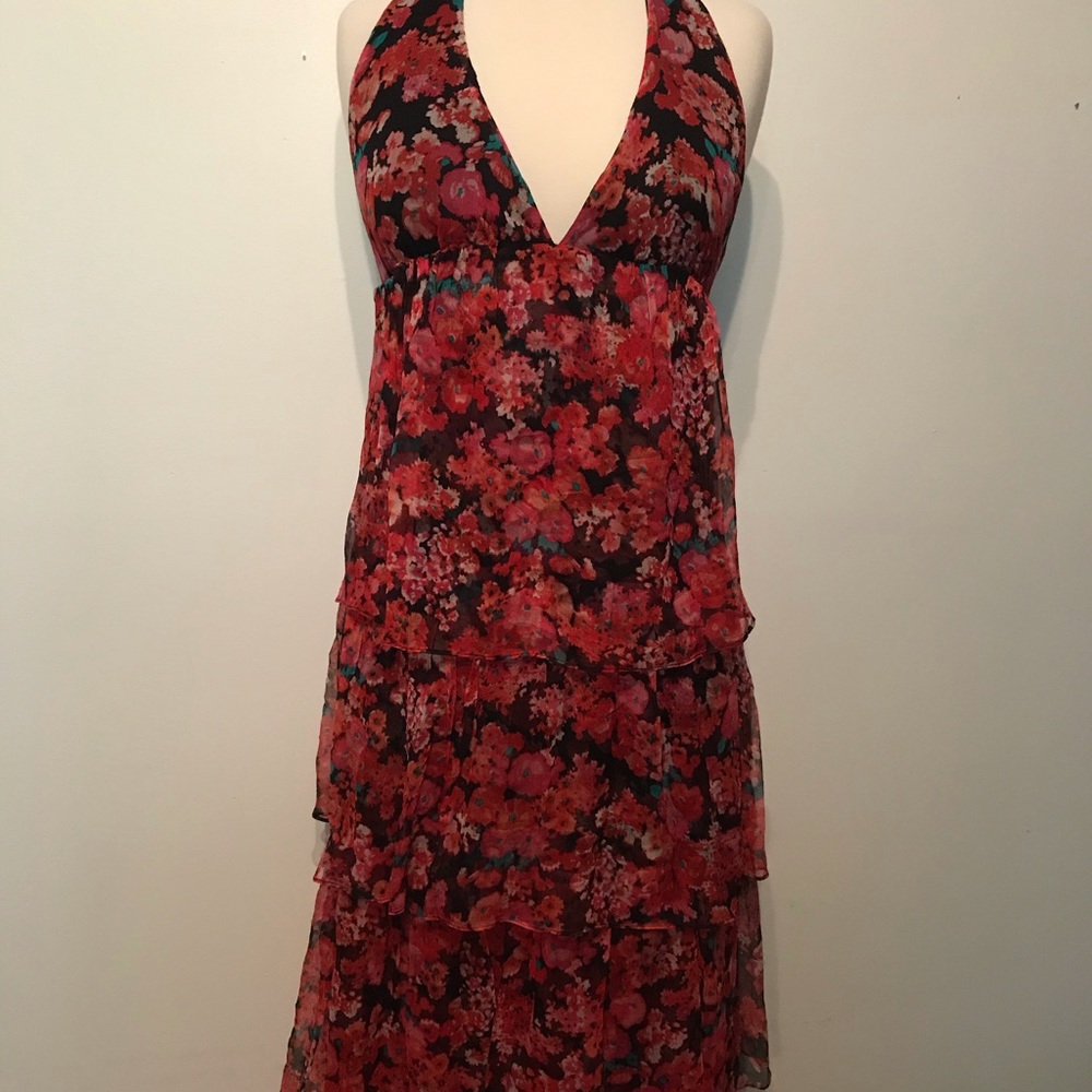 Truth & Pride Red Floral Halter Dress